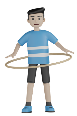 Man With Hula Hoop  3D Illustration