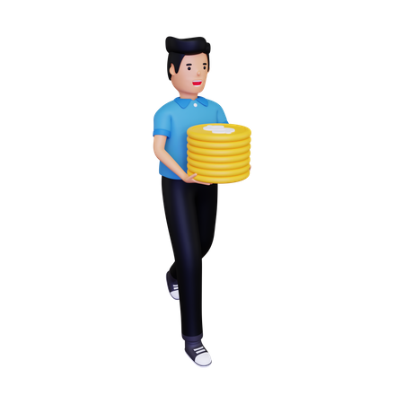 Man with investment profit  3D Icon