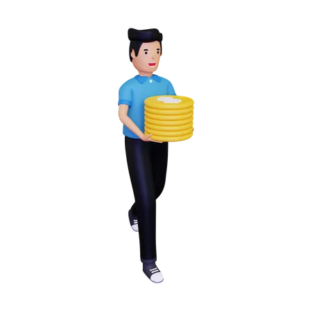 Man with investment profit  3D Illustration