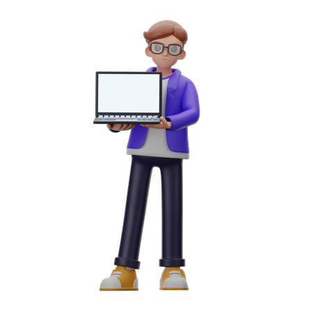 Man With Laptop  3D Illustration