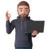 man with laptop and OK sign