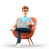 3d businessman working on laptop illustration