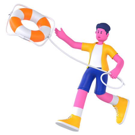Man with Lifebuoy  3D Icon