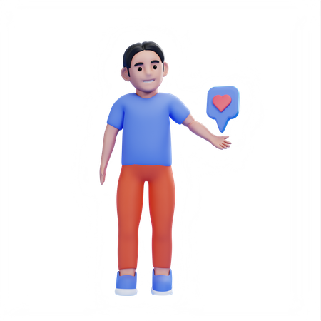 Man with like sign  3D Illustration