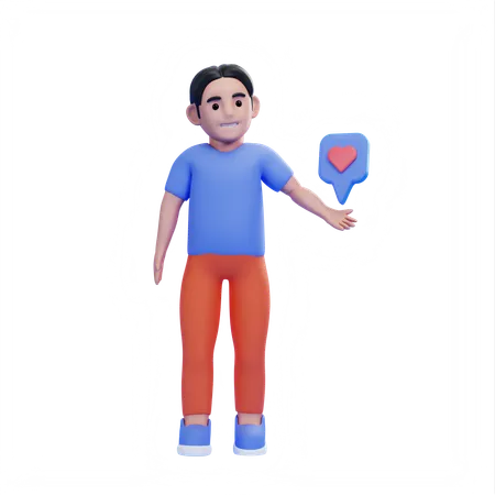 Man with like sign  3D Illustration