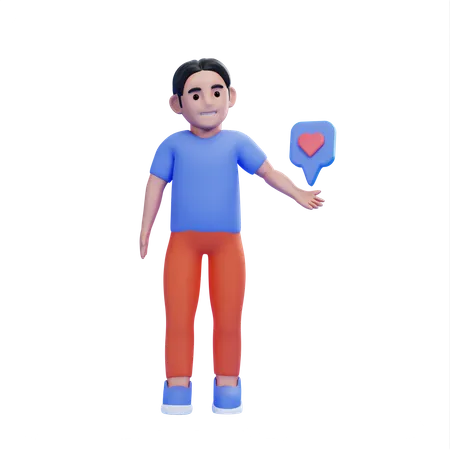 Man with like sign 3D Illustration