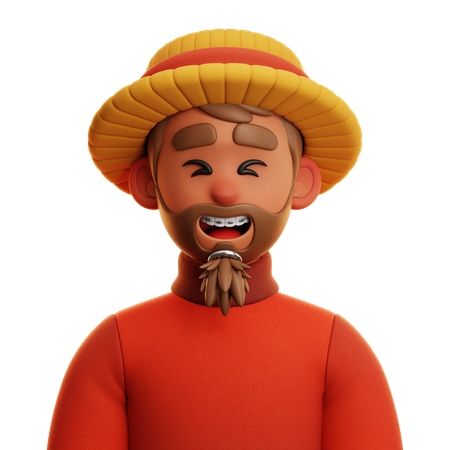 MAN WITH LUFFY HAT  3D Icon