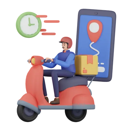 Man with Man Fast Delivery 3D Illustration
