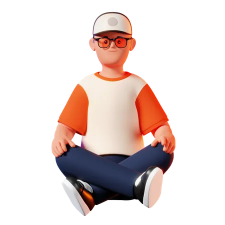 Man Sitting And Meditating 3D Illustration
