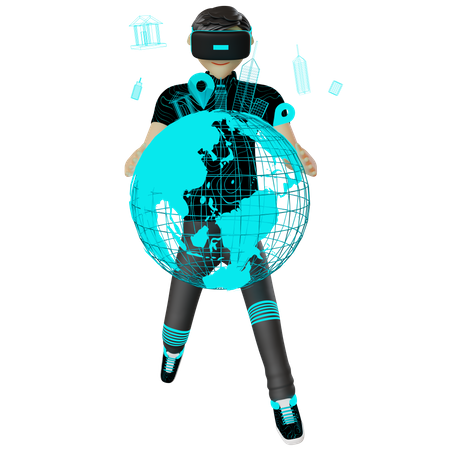Man with metaverse globe  3D Icon