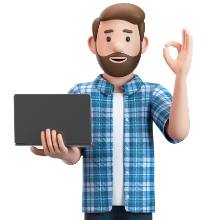 Man With Notebook And Ok Sign  3D Icon
