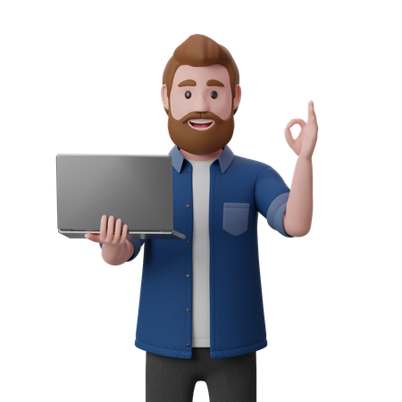 Man with notebook and OK sign  3D Icon