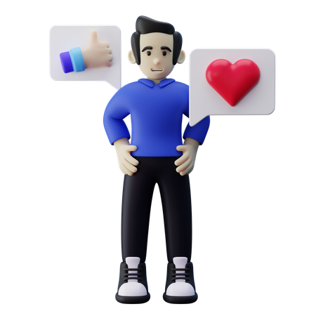 Man With Positive Affirmation  3D Illustration
