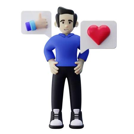 Man With Positive Affirmation  3D Illustration