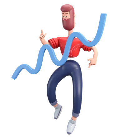 Man With Progress Chart  3D Illustration