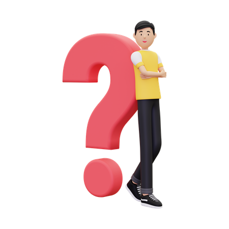 Man with question mark  3D Illustration