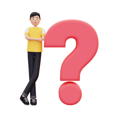 Man with question mark  3D Illustration