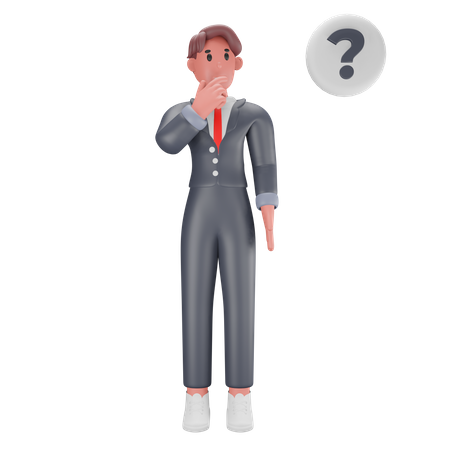 Man with question mark  3D Illustration