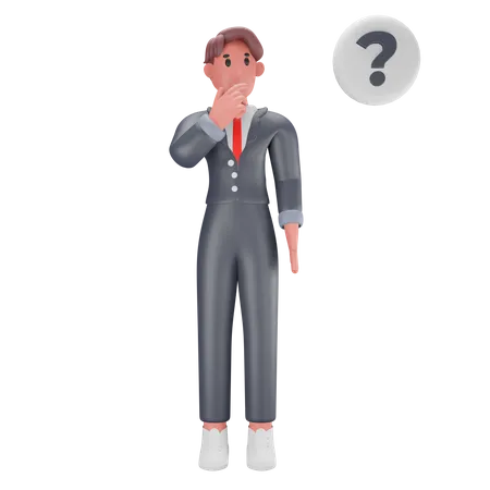 Man with question mark  3D Illustration