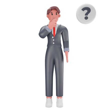 Man with question mark 3D Illustration