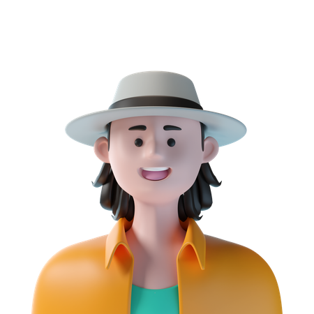 Man With Round Hat  3D Icon