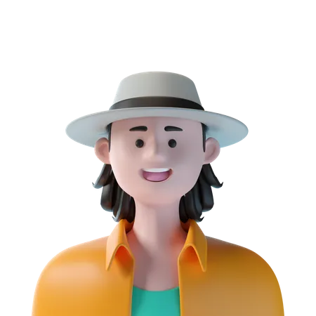 Man With Round Hat  3D Icon