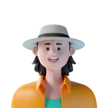 Man With Round Hat 3D Icon