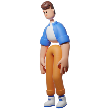 Man With Sad Pose  3D Illustration