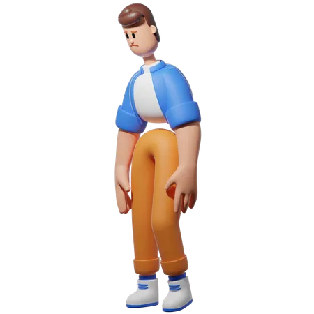 Man With Sad Pose  3D Illustration