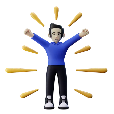 Man With Self Esteem  3D Illustration