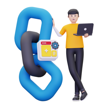 Man With Seo Backlink  3D Illustration