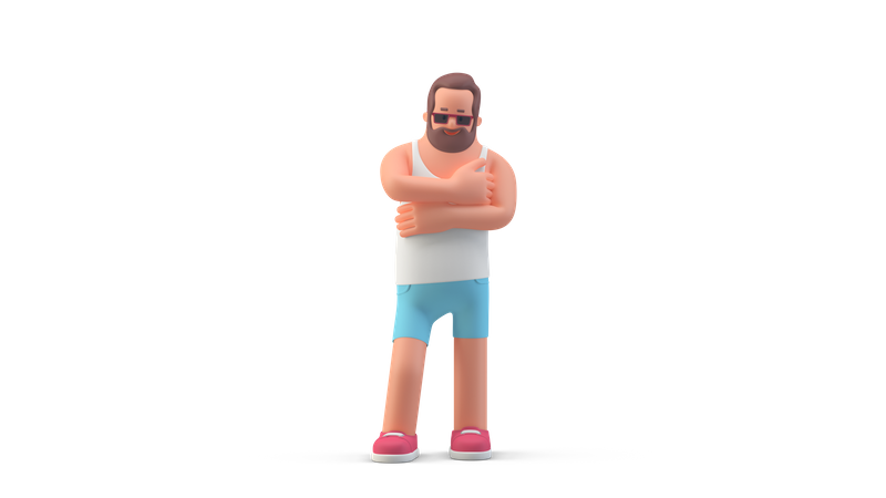 Man with shorts 3D Illustration