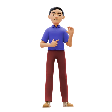 Man with showing gesture  3D Illustration