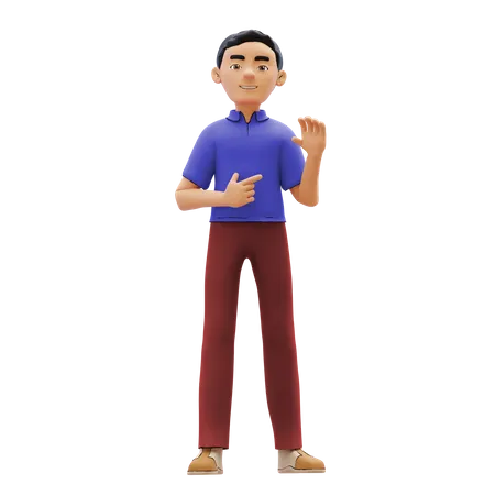 Man with showing gesture 3D Illustration