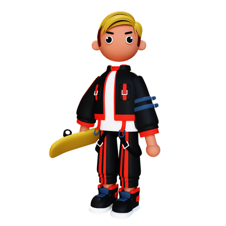 Man with skateboard  3D Icon