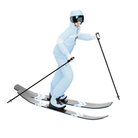 Man With Skis And Poles  3D Illustration