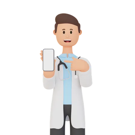 Man with smartphone with blank screen  3D Illustration