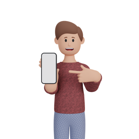 Man with smartphone with blank screen 3D Illustration