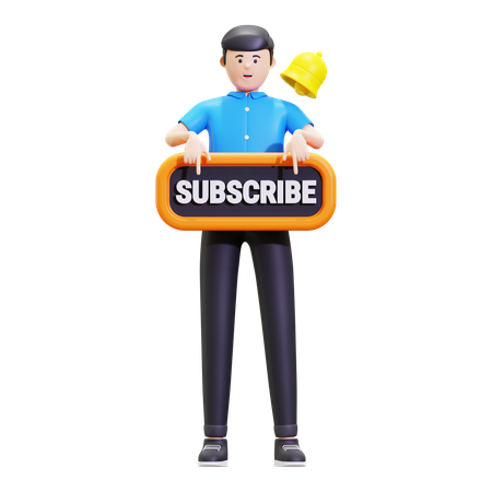 Man With Subscribe Button  3D Icon