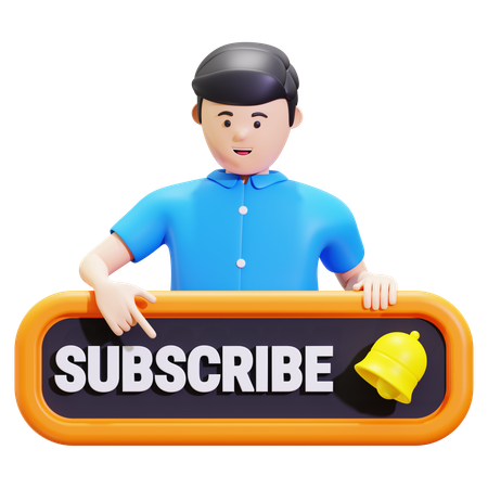 Man With Subscribe Button  3D Icon
