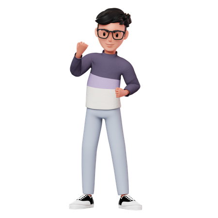 Man With Success Fist Hand Gesture  3D Icon