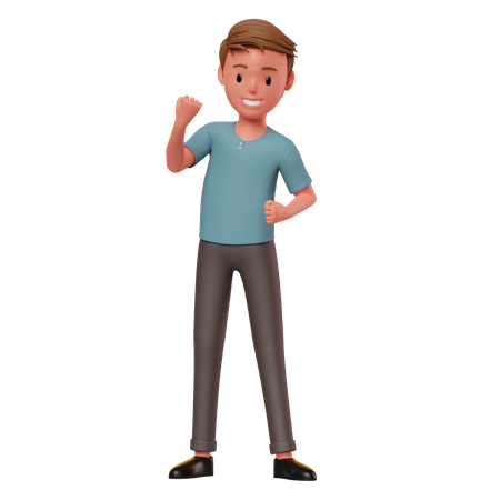 Man With Success Fist Hand Gesture  3D Icon