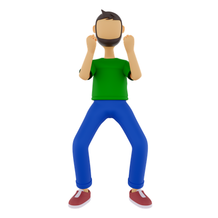 Man With Success Fist Hand Gesture  3D Icon