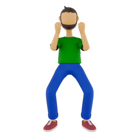 Man With Success Fist Hand Gesture  3D Illustration