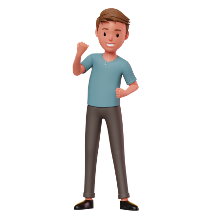 Man With Success Fist Hand Gesture  3D Illustration