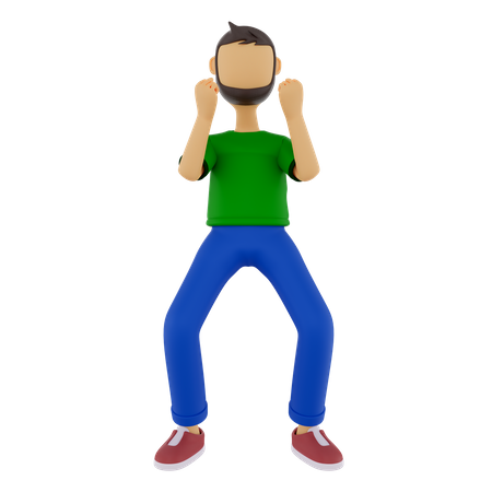Man With Success Fist Hand Gesture  3D Illustration