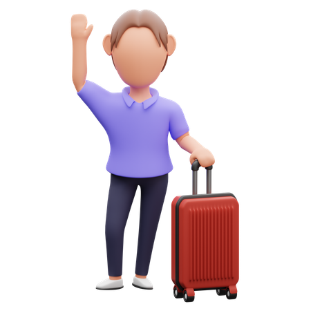 Man With Suitcase  3D Illustration