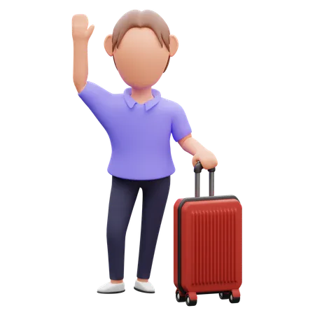 Man With Suitcase  3D Illustration