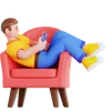 Man with Tablet Lying on Couch