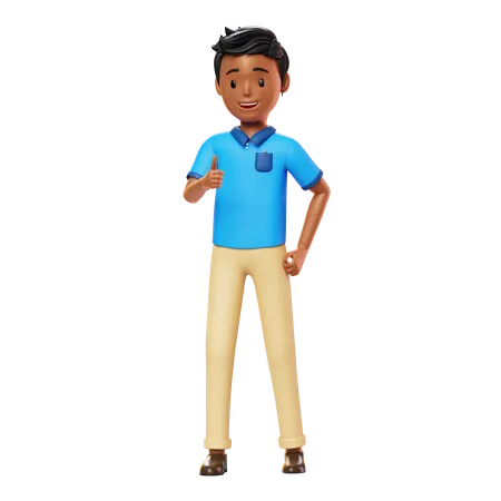 Man with Thumbs Up gesture  3D Illustration